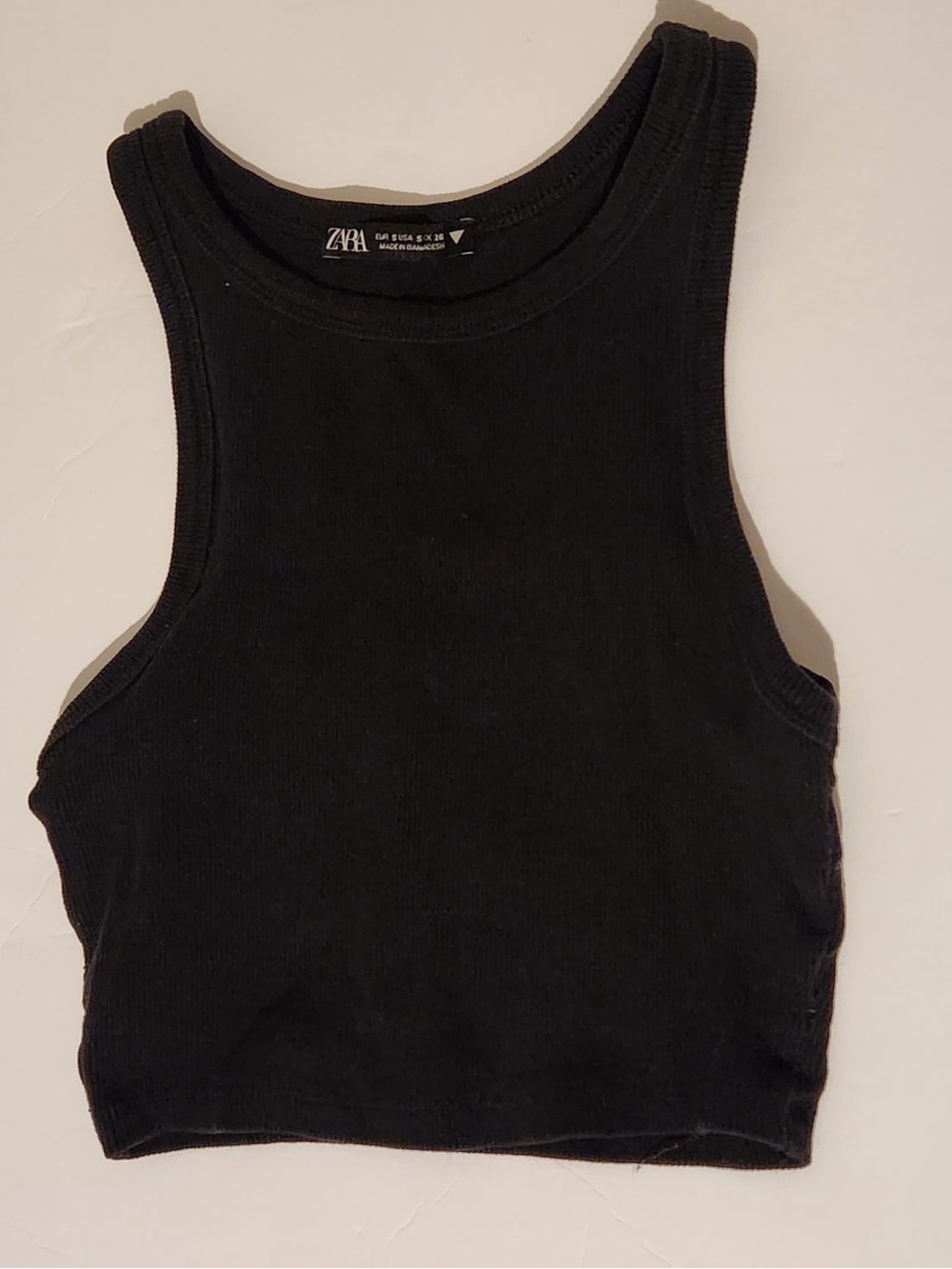 Zara Black Ribbed Cropped Tank - Picture 1 of 3